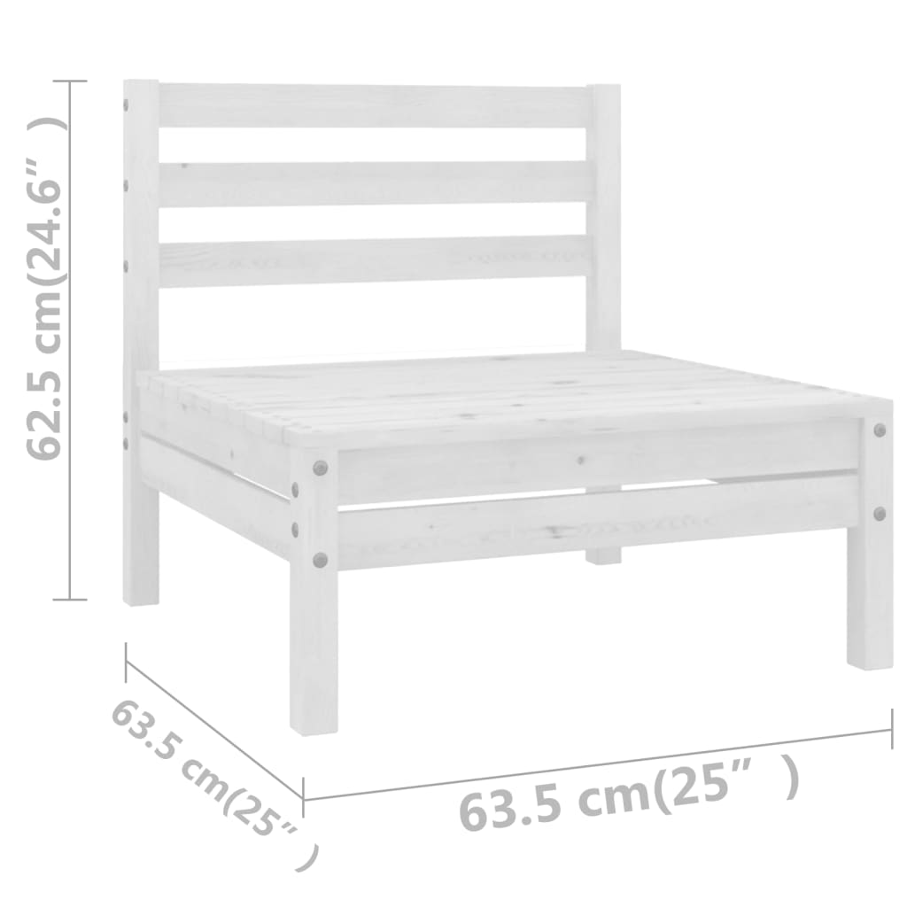 12-tlg. Garten-Lounge-Set Weiss Massivholz Kiefer